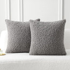 FUTEI Dark Grey Throw Pillow Covers 22x22 Inch Set of 2,Furry Faux Fur Teddy Boucle Textured Cushion Covers,Soft Fluffy Decorative Pillow Case,Home Decor for Couch Bed Living Room Office Car