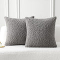 FUTEI Dark Grey Throw Pillow Covers 24x24 Inch Set of 2,Furry Faux Fur Teddy Boucle Textured Cushion Covers,Soft Fluffy European Pillow Shams,Home Decor for Couch Bed Living Room Office Car