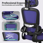 TRALT Office Chair Ergonomic Desk Chair, 330 LBS Home Mesh Office Desk Chairs with Wheels, Comfortable Gaming Chair, High Back Office Chair for Long Hours (Violet)