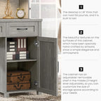 Farmhouse 67''H Executive Desk with Hutch & 5 Drawers, Rustic Office Desks Computer Desks with Charging Station, File Drawers and Storage Cabinets, Wood Workspace for Home Office & Study.(Grey)