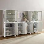 Crosley Furniture Roarke 3-Piece Modern Glass Door Sideboard Buffet Cabinet and Kitchen Storage Pantry Set, White