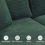 PELUMY 108.7" L-Shaped Modular Sectional Sofa with Oversized Chaise, Cloud Couch with Memory Foam, No Assembly Required Sleeper Sofa for Small Space Living Room, Apartment (Green, Corduroy)