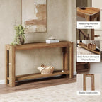 Tribesigns 63 Inch Entryway Console Table, 2-Tier Farmhouse Narrow Sofa Table Behind Couch, Accent Entrance Console Furniture for Entryway, Foyer, Hallway, Rustic Brown
