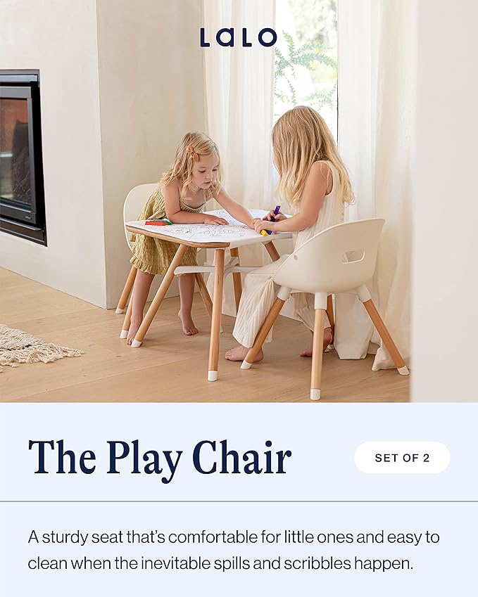 Lalo 2-Pack Play Chairs, Wood & Non-Toxic Plastic Toddler Chairs - Sturdy, Easy to Clean, Up to 200 lb. Weight Capacity, Blueberry