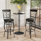 Giantex 30" Swivel Bar Stools Set of 4, Bar Height Bar Stools with Back, Upholstered PU Leather Seat, Footrest, Max Load 330Lbs, Vintage Metal Barstools for Kitchen Island, Dining Room, Pub, Black