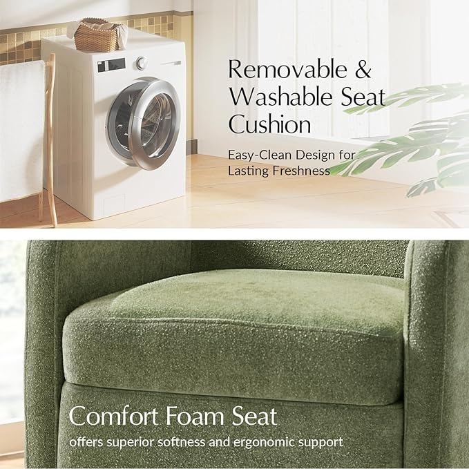 HULALA HOME Upholstered Dining Chair with Smooth-roling Castors, Modern Fabric Side Dining Room Chairs with Built-in Storage, Multi-Purpos Kitchen Chairs for Living Room, Moss