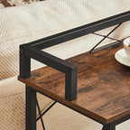 VECELO 71 Inch Console Table with 2 Outlet and 2 USB Ports, Entryway Furniture with 9.8 Feet Long Power Cord, Baffle and Rest Rails, Sturdy and Stable, 70.9”L x 11.8”W x 31.5" H, Brown