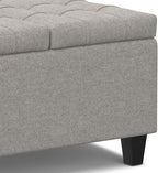 SIMPLIHOME Harrison 30 inch Wide Transitional Square Small Coffee Table Storage Ottoman in Cloud Grey , Assembled, For the Living Room and Bedroom