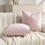 FUTEI Pink Velvet Throw Pillow Covers 18x18 Inch Set of 2,Soft Embossed Leaf-Relief Textured Cushion Cases,Natural Home Decor for Couch Living Room
