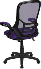Flash Furniture Porter High-Back Swivel Office Chair with Adjustable Lumbar Support and Seat Height, Ergonomic Mesh Desk Chair with Flip-Up Armrests, Purple/Black