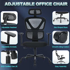 Ergonomic Office Chair with Adjustable Headrest & 3D Armrests, High Back Mesh Desk Chair with Lumbar Support, Reclining Lock 97°-125°, Swivel Computer Task Chair for Home Office, 300 LBS