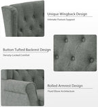 Lumibee High Back Accent Chair Set of 2,Upholstered Wingback Armchair with Solid Wood Legs for Small Spaces,Comfy Single Sofa Chair for Living Room,Bedroom,Office-Gray