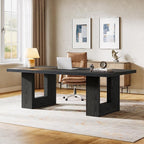Tribesigns Home Office Desk, 62.99" Large Farmhouse Executive Desk, Computer Table for Office, Conference Room, Study Room (Black)
