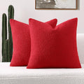 FUTEI Christmas Pack of 2 Red Decorative Throw Pillow Covers 26x26 Inch Soft Cozy Solid Boucle Textured Euro Pillow Shams,Modern Home Decor for Couch Bed Living Room