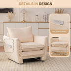 Oversized Accent Chair, Modern Single Sofa Cloud Chairs with Removable Pillow, Deep Seat Comfy Armchair for Living Room Bedroom Reading Nook - Upholstered Lounge Chair (Beige, Set of 2)