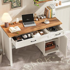 Vabches Farmhouse 51" Executive Desk,Computer Desk with Drawers and Storage Cabinet, Home Office Desk for Work and Study.