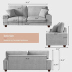 DOPEDIO Modern Loveseat Sofa for Living Room,Chenille Recliner, Removable Cover, Spring Cushions, Solid Wood Frame, Easy Assembly for Small Spaces (88.58inch，Light Gray)