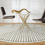 RUGGABLE x Jonathan Adler Machine Washable Area Rug – Inkdrop Camel & Ivory 8 ft Round, Stain-Resistant, Non-Slip – Large Rugs for Living Room, Bedroom, Hallway, Entryway & Office–with Cushioned Pad