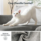 FLEXISPOT SF6 Cloud Sectional Couch for Living Room with Reversible Ottoman, 100.4" L-Shaped Modular Sectional Sofa with Storage, 3-Seater Comfy Sofa Couch for Apartment, Chenille Gray