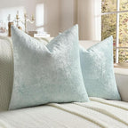 FUTEI Light Blue Flannel Throw Pillow Covers 20x20 Inch Set of 2,Soft Dimensional Textured Cushion Cases,Modern Home Decor for Couch Living Room