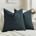 FUTEI Navy Blue Chenille Decorative Throw Pillow Covers 26x26 Inch Set of 2,Soft Cozy Faux Linen Textured Euro Pillow Shams,Farmhouse Home Decor for Couch Living Room