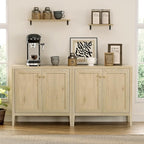 63" Large Buffet Cabinets Set of 2, Farmhouse Sideboard Cabinet with Storage, Accent Credenza Cabinet, Wood Kitchen Cabinets, Coffee Bar Console Table for Living, Dining Room, Light Oak