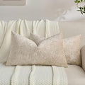 FUTEI Beige Flannel Throw Pillow Covers 12x20 Inch Set of 2,Soft Dimensional Textured Lumbar Pillow Cases,Modern Home Decor for Couch Living Room