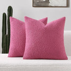 FUTEI Pack of 2 Hot Pink Decorative Throw Pillow Covers 20x20 Inch Soft Cozy Solid Boucle Textured Cushion Case,Modern Home Decor for Couch Bed Living Room