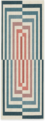 RUGGABLE x Jonathan Adler Machine Washable Modern Runner Rug – Op Art Teal 2.5x7, Stain-Resistant, Non-Slip – Washable Rug for Hallway, Entryway, Living Room & Kitchen–with Cushioned Pad