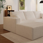 110" Boneless Cloud Sectional Couch for Living Room, Compressed Modular L-Shaped Sofa with Deep Seat, Frameless Corduroy Couch in Boxes, No Assembly Required 3-Seater (Right-Facing Chaise, Beige)
