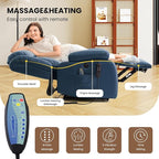 TEKAMON Power Lift Recliner Chair for Elderly with Heat & Massage, Dual Motor Breathable Leather Recliner, Lay Flat Sleeping Chairs with Infinite Position, RemoteControl & USB Ports(Deep Blue)