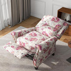 UIXE Floral Pushback Recliner Chairs Set of 2, Fabric Overstuffed Armchair Push Back Accent Chair for Living Room, Rivet Trim Club Chair Home Theater Single Sofa Bedroom Reading Seat