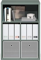 Furinno Cubicle Book Shelf, 5-Cube Thick Frame Bookshelf, Reversible Bookcase with Closed Back, 14.6" x 57.8" x 58", for Living Room, Bedroom, Home Office, Sage Green