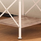 VECELO End Tables, Modern Nightstand with Fabric Drawer & Open Shelf, Night Stand for Bedroom Living Room, Industrial Metal Frame, Easy Assembly, Light Brown,2 Pack