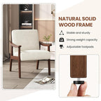 Yaheetech Corduroy Accent Chair, Mid-Century Modern Armchair with Solid Wood Legs, Reading Leisure Chair with High Back for Living Room Bedroom Waiting Room, Set of 2, Beige