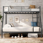 Bellemave Twin Over Full Bunk Bed for Teens, Twin Over Full Bunk Bed Frame with Build in Ladder and Full Length Guardrail, Easy Assemble Bunkbeds, Mattress Not Included, Black