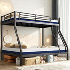 soges Twin Over Full Metal Bunk Bed Set with 6" Mattresses Included, All-in-One Bunk Bed for Kids/Adults, Heavy Duty Sturdy Bed Frame with Ladder & Guardrail, with Memory Foam Mattress, Easy Assembly