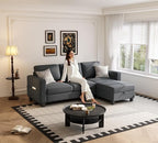 Youmumeub 79''Sectional Couch Couches for Living Room - L-Shaped 4-Seater Deep Sectional Sofa,Removable Covers,Suitable for The Living Room, Apartment or Office-Dark Gray