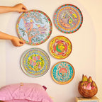 RITUALISTIC Madhubani Wall Plates for home decoration | Wall decor items for living room | Metal Wall décor | Gift items for unisex |wall art | Home Décor & Christmas Gift Items | Set of 5 plates