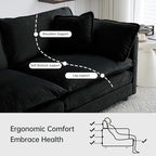 Modular Sectional Sofa, 76.7 Inch L-Shaped Cloud Sofa with Deep Seat Comfortable Chenille Sofa with Cushion Double Sectional Sofa for Living Room Apartment,Black