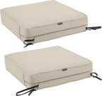 Classic Accessories Montlake Water-Resistant 23 x 25 x 5 Inch Rectangle Outdoor Seat Cushion, Patio Furniture Chair Cushion, Antique Beige, Patio Furniture Cushion Covers