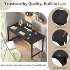 AZN Computer Desk, 55in Computer Desk, Office Desk w/Sturdy Metal Frame, Office Desk w/Water-Resistant, Scratchproof Surface, Home Office Desks w/Large Legroom for Work Study Writing Gaming, Black