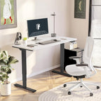 FLEXISPOT E6 3 Stages Dual Motor Electric Standing Desk 55x28 Inch Whole-Piece Board Height Adjustable Electric Sit Stand Desk(Black Frame + White Desktop, 2 Packages)