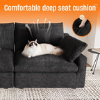 Modular Cloud Sofa, 192" Cloud Sectional Couches with Deep Seat,Down Filled Linen U-Shape 8-Seater Couch with Ottoman for Living Room, Washable Cover, Wide Armrest in Black