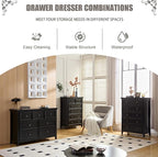 Black Modern 6 Drawer Storage Cabinet, Stylish Living Room Furniture, Farmhouse Style Dresser with Spacious Drawers Ideal for Entryway and Hallway Storage