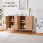 Sideboard Buffet Cabinet with Storage, 47.2" Modern Storage Cabinets with Relief Doors, Adjustable Shelves, Wood Console Table for Dining Living Room, Entryway, Oak