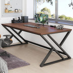 LVB Walnut Large Office Desk, Modern Long Wood Metal Computer Desk, Industrial Rustic Double Workstation Desk for Two People, Vintage PC Executive Work Study Writing Computer Table for Home, 78.7 in