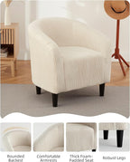 GarveeHome Barrel Accent Chair Corduroy Club Chair Elegant Armchair Cozy Backrest for Living Room Bedroom Reception Room Office - Beige