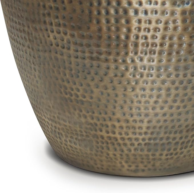 SIMPLIHOME Preston Modern Industrial 22 inch Wide Metal Metal Side Table in Antique Gold, Fully Assembled for the Living Room and Bedroom