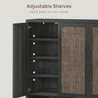 SICOTAS Rattan Shoe Storage Cabinet - Modular Shoe Cabinets with Door Tall Large Shoe Cabinet Storage for Entryway - 65.6" Wide Modular Cabinet for Hallway, Living Room